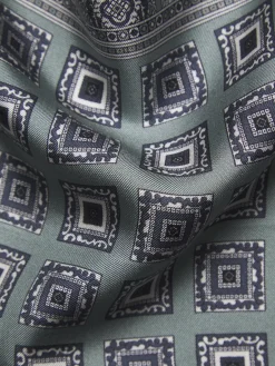 Discount Brioni and navy blue silk pocket square Aqua green