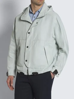 Discount Brioni Aqua green technical linen Fisherman windbreaker