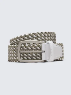 Discount Brioni Beige and white cotton and calf leather braided belt