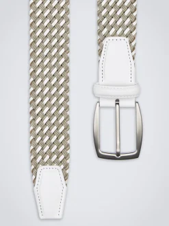 Discount Brioni Beige and white cotton and calf leather braided belt