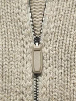 Best Brioni cashmere mouliné full-zip sweater Beige