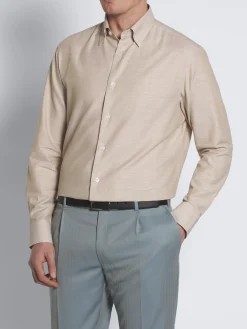 Discount Brioni cotton hidden button-down shirt Beige