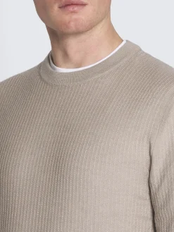 Clearance Brioni Beige jacquard cashmere and silk crewneck sweater