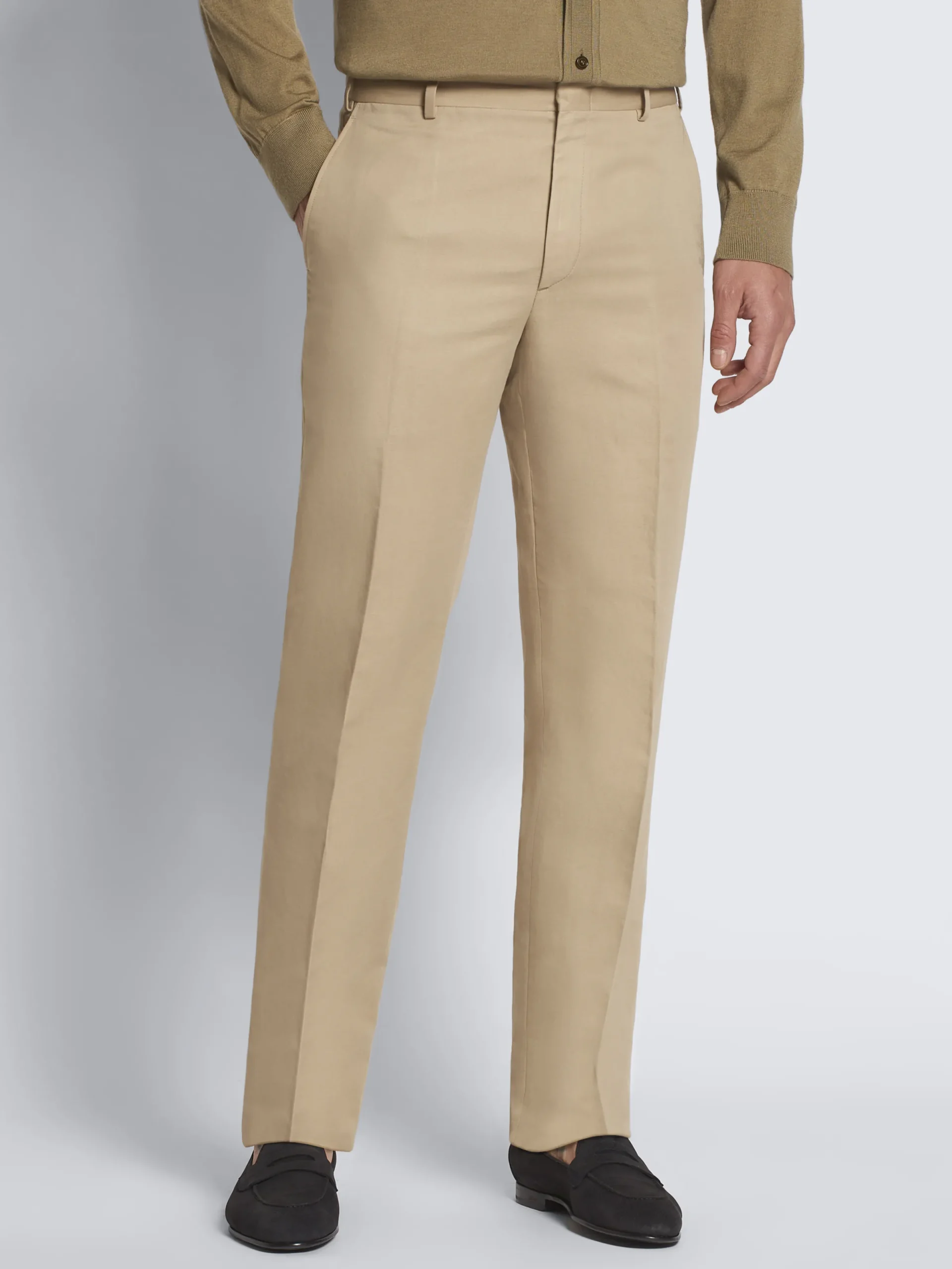Discount Brioni linen and cotton Pienza trousers Beige