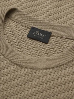 Sale Brioni organic cotton, silk and cashmere Trama weave sweater Beige