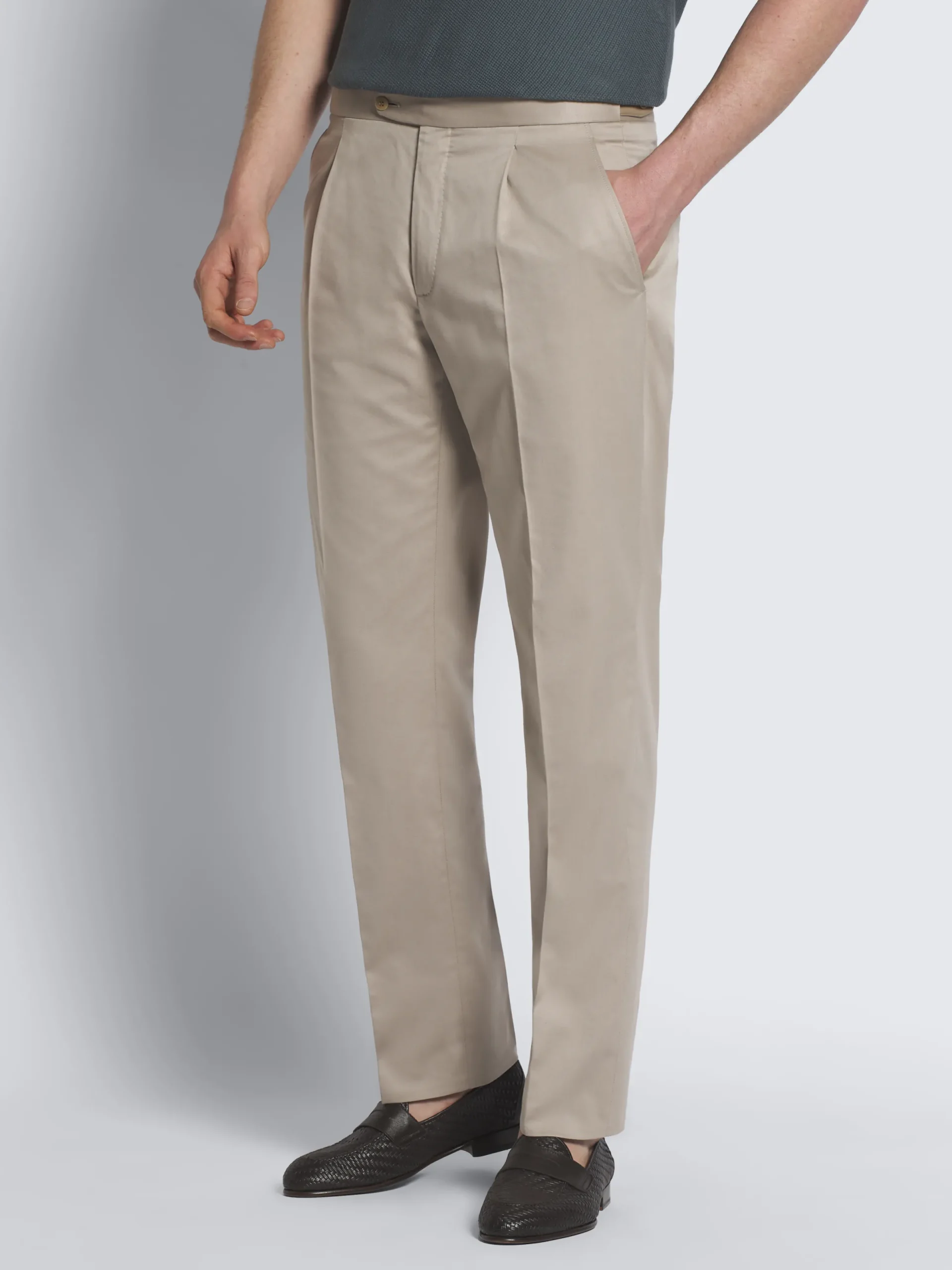 Discount Brioni Sea Island cotton and wool Firenze trousers Beige