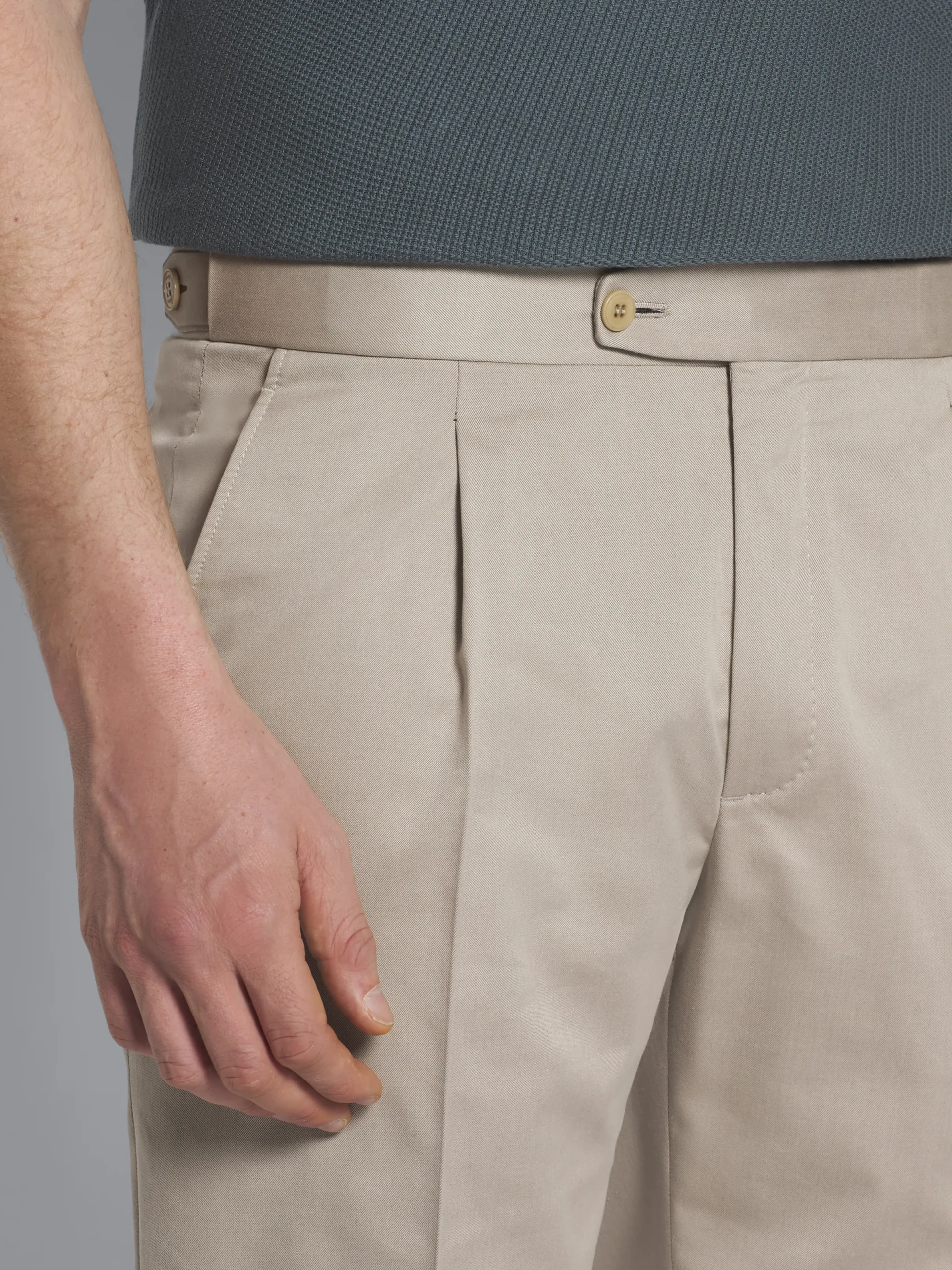 Discount Brioni Sea Island cotton and wool Firenze trousers Beige