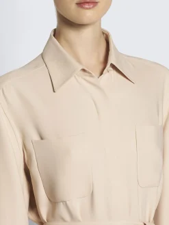 Online Brioni Beige silk cady workwear shirt dress