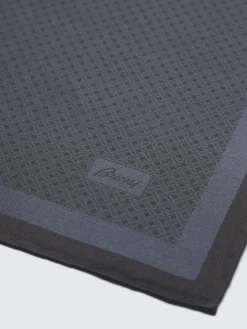 New Brioni and charcoal silk pocket square Black