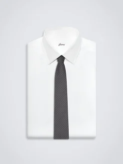 Online Brioni and dark grey micro motif jacquard silk tie Black