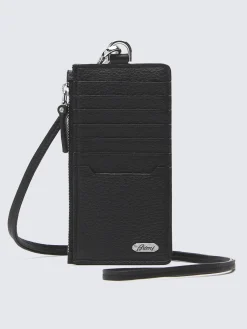 Outlet Brioni and taupe grained leather card holder with zip Black