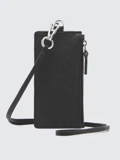 Outlet Brioni and taupe grained leather card holder with zip Black