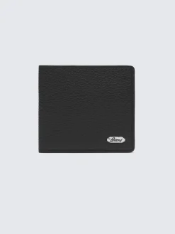 New Brioni and taupe grained leather wallet Black