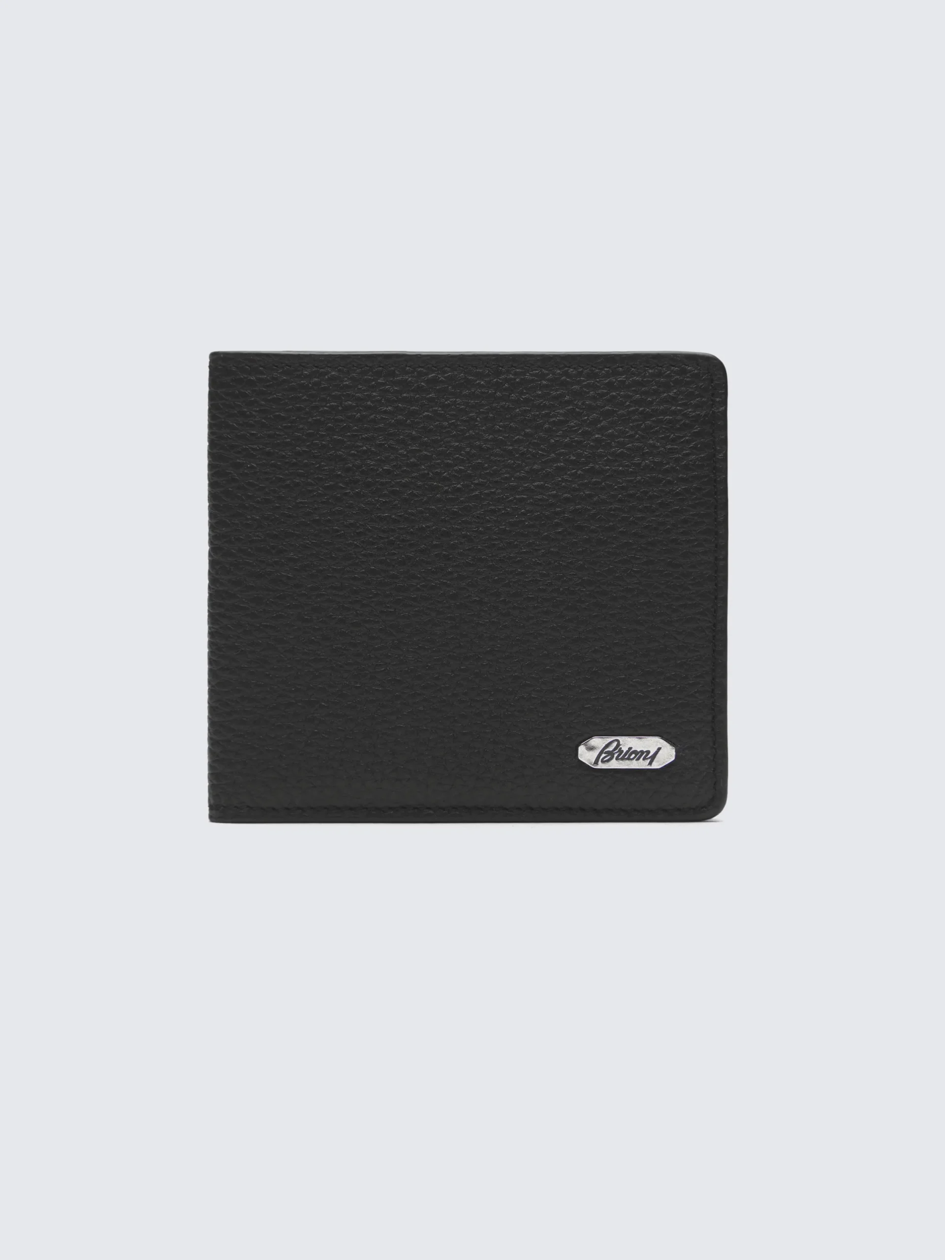 New Brioni and taupe grained leather wallet Black