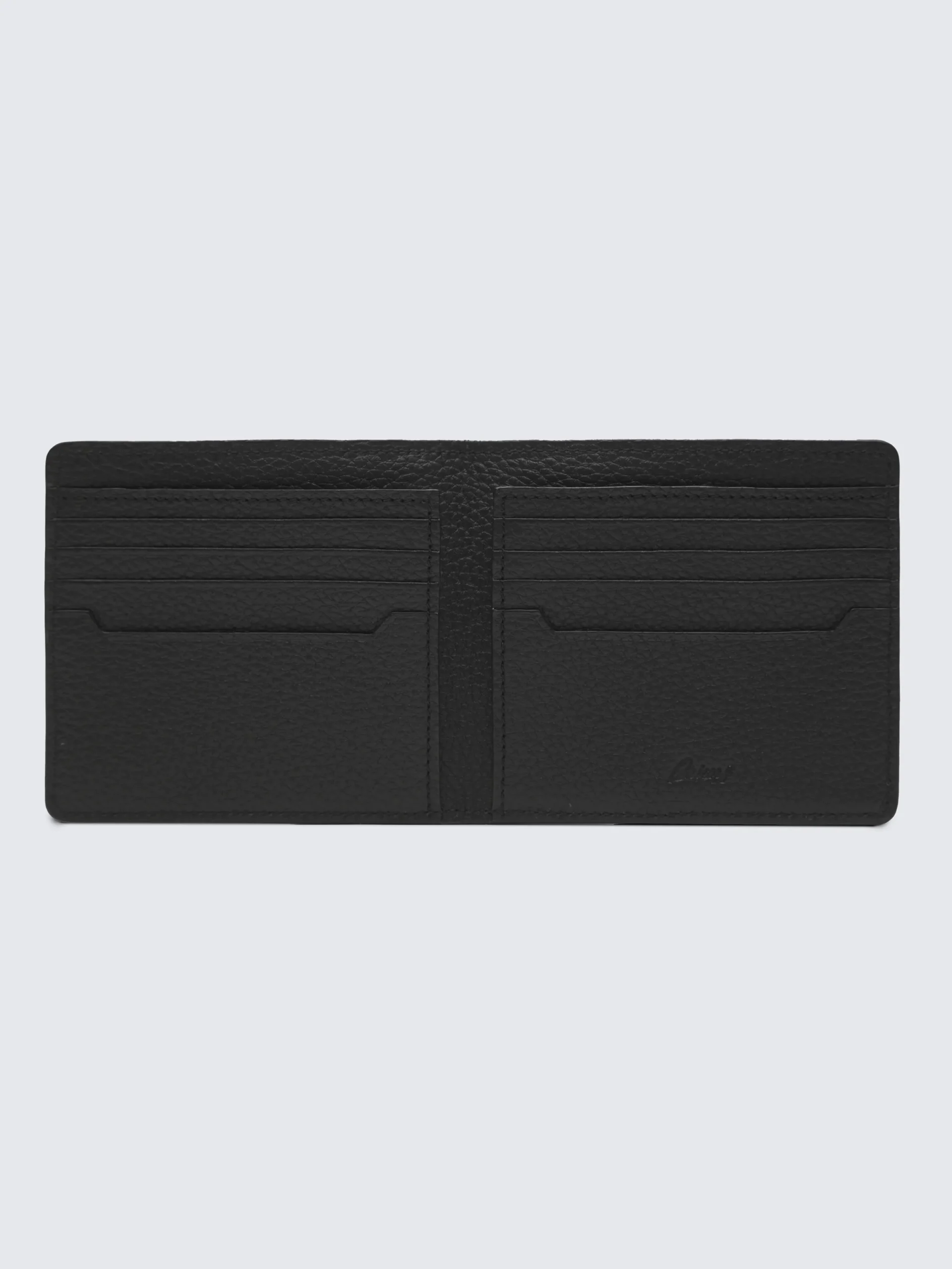 New Brioni and taupe grained leather wallet Black