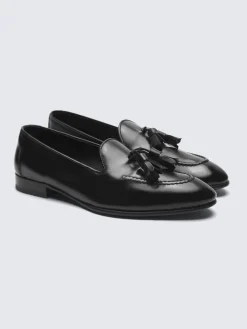 Clearance Brioni calf leather Appia tassel loafers Black