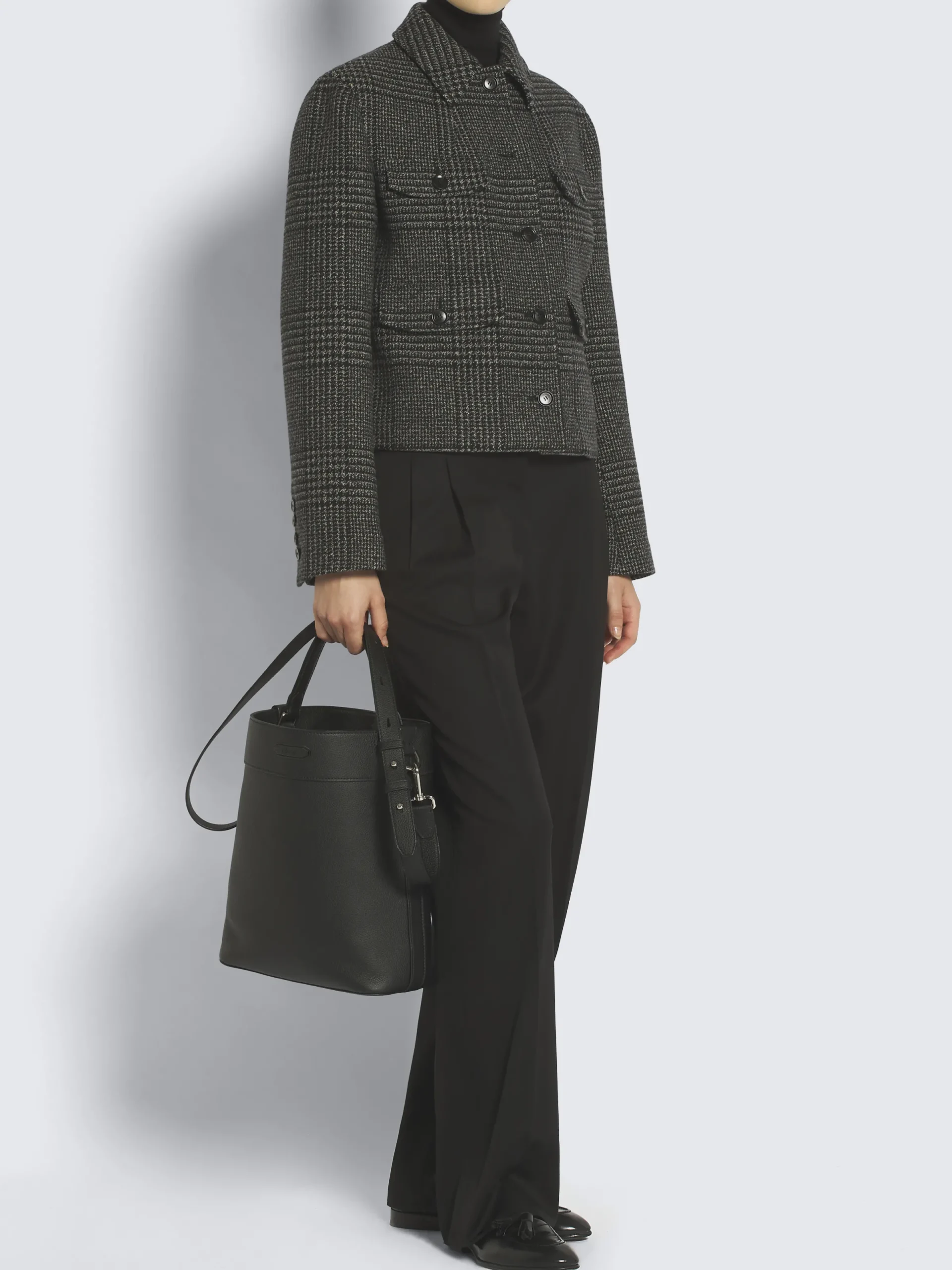 Hot Brioni calfskin top handle bag Black