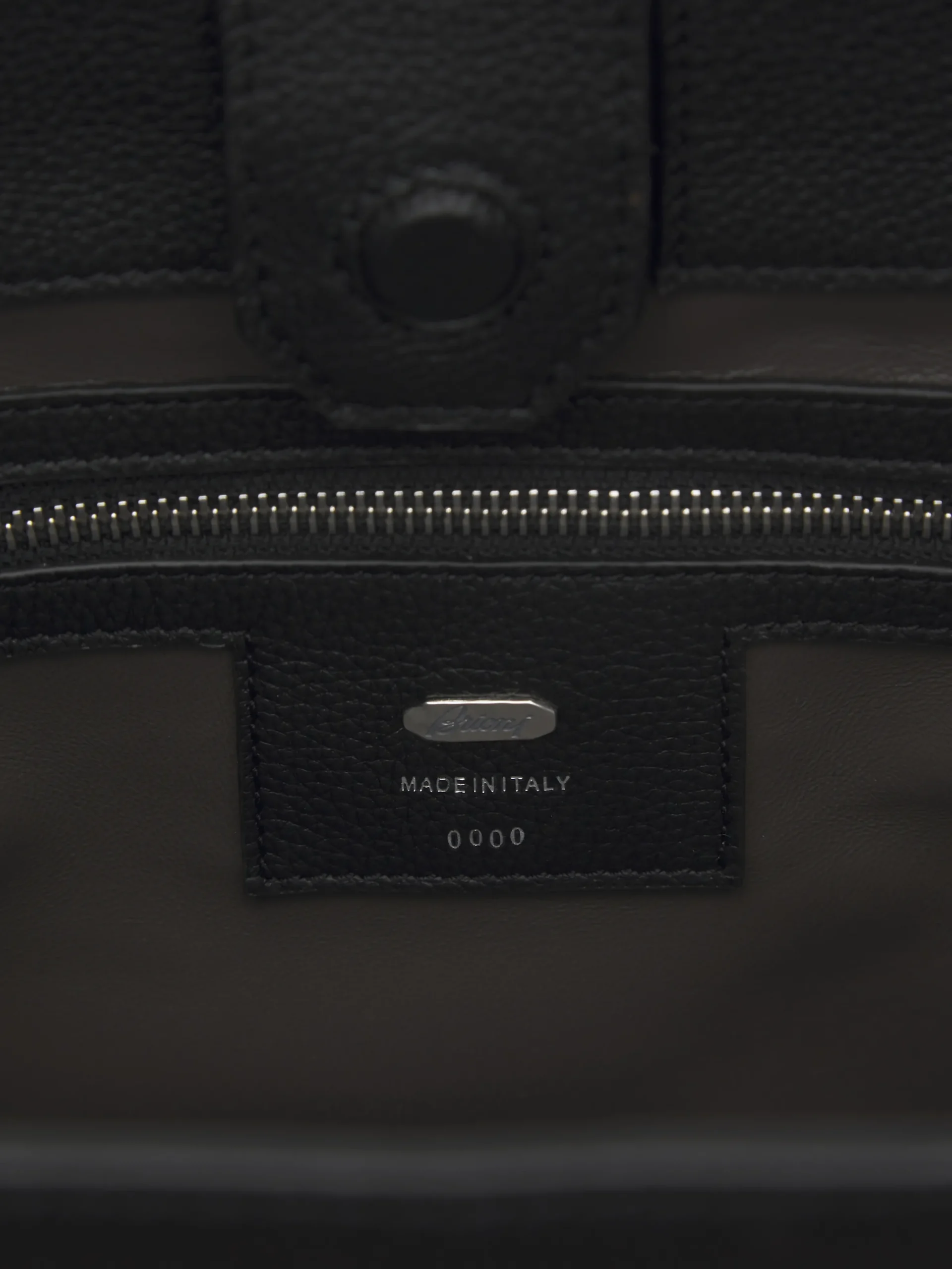 Hot Brioni calfskin top handle bag Black