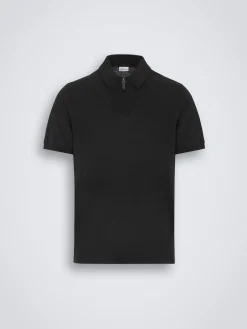 Sale Brioni cotton zip polo Black