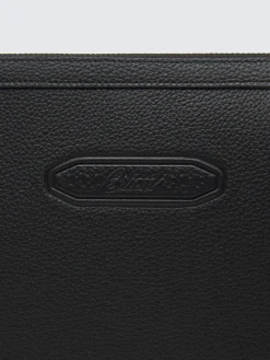 Sale Brioni grained calf leather pouch Black