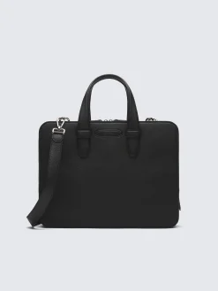 Online Brioni grained leather briefcase Black
