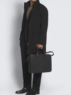 Online Brioni grained leather briefcase Black