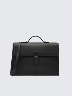 Fashion Brioni grained leather briefcase Black