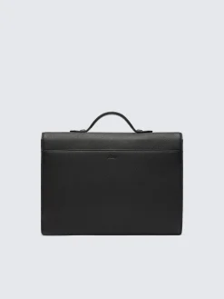 Fashion Brioni grained leather briefcase Black