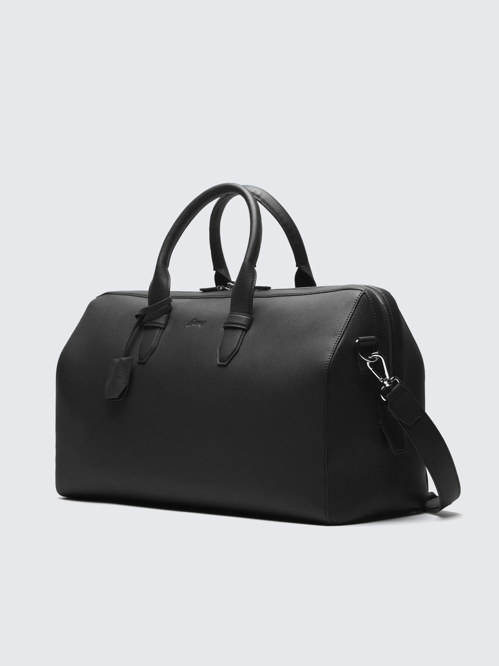 Online Brioni grained leather duffle bag Black