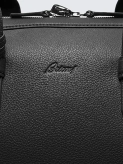Online Brioni grained leather duffle bag Black