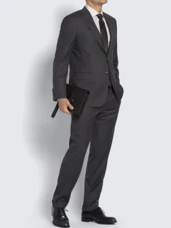 Hot Brioni grained leather hand pouch Black