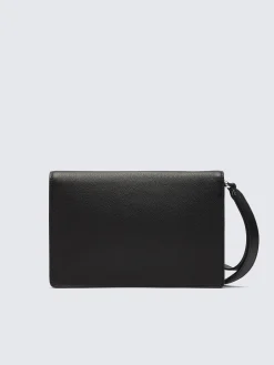 Hot Brioni grained leather hand pouch Black