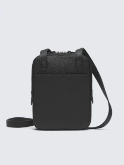 New Brioni grained leather messenger bag Black