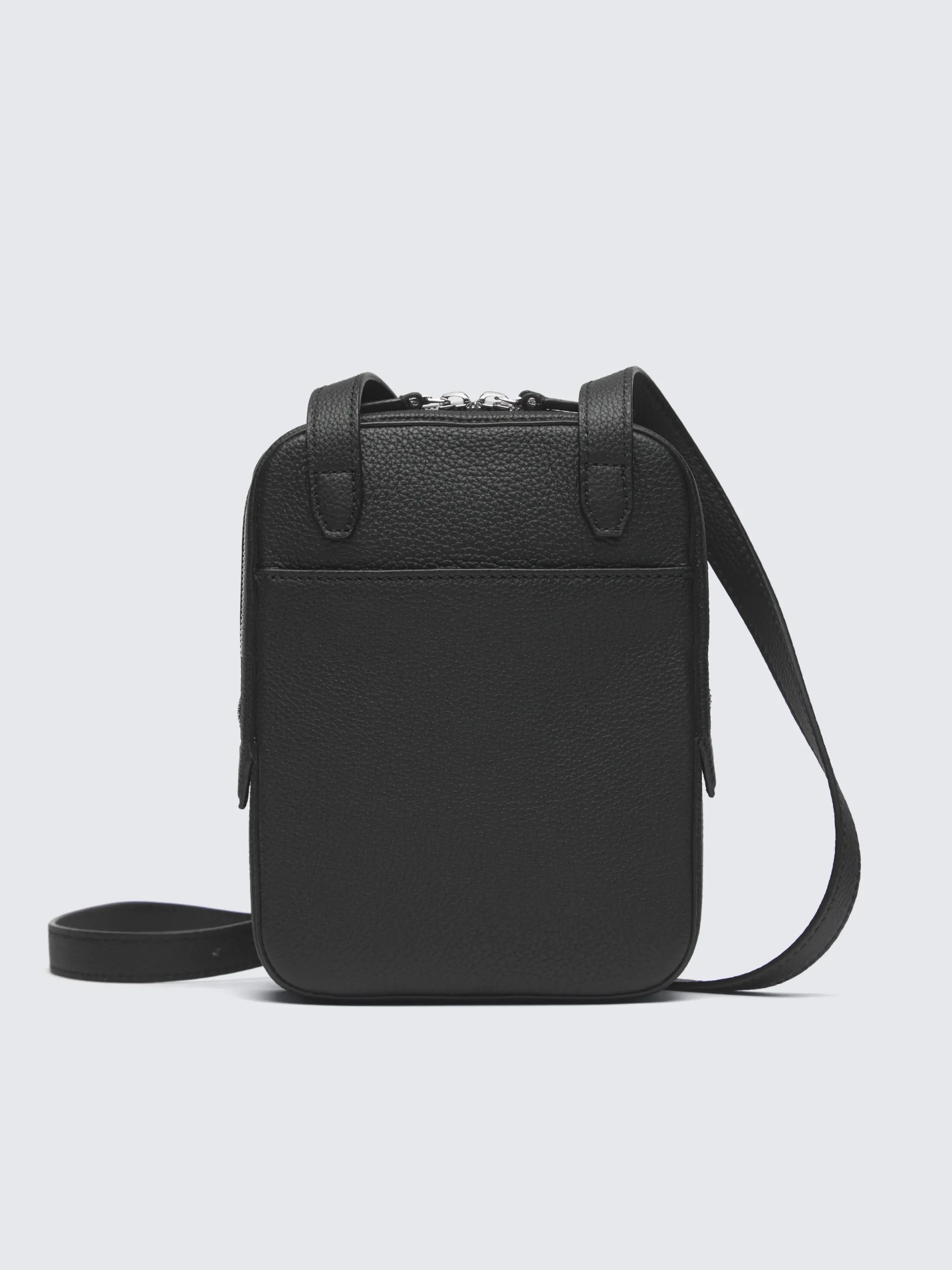 New Brioni grained leather messenger bag Black