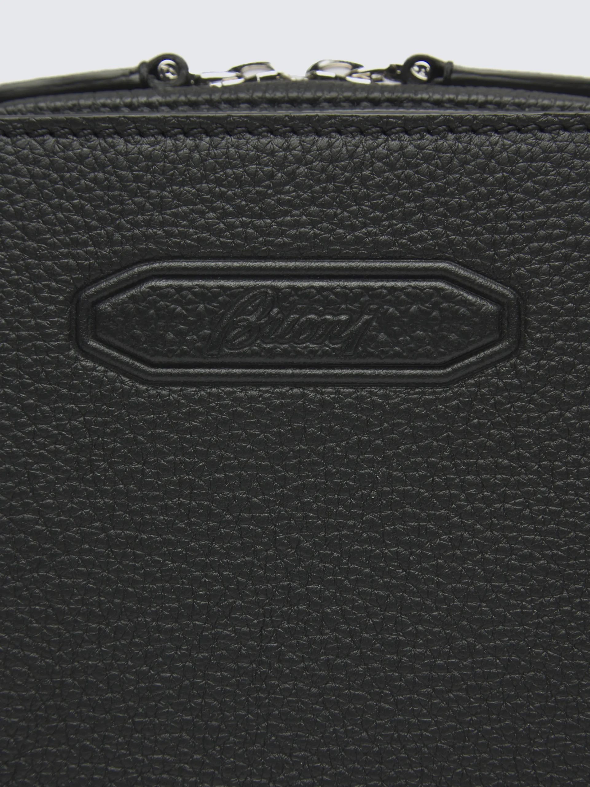 New Brioni grained leather messenger bag Black