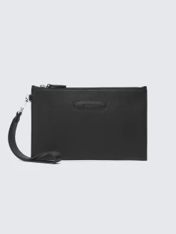 Fashion Brioni grained leather small pouch Black