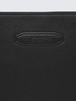 Fashion Brioni grained leather small pouch Black