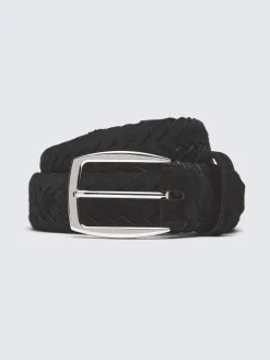 New Brioni nubuck braided belt Black