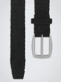 New Brioni nubuck braided belt Black