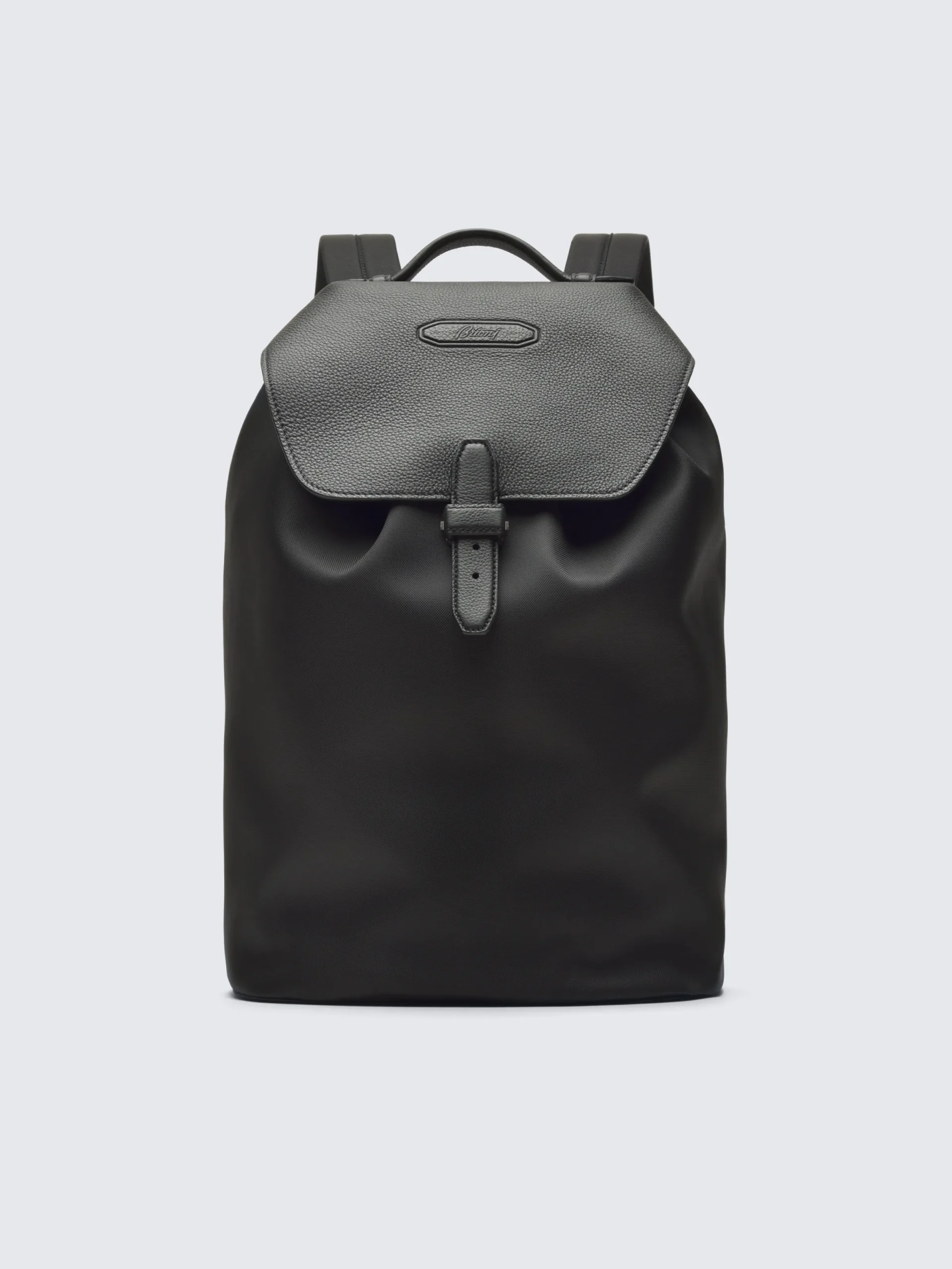 Best Brioni nylon and grained calf leather backpack Black