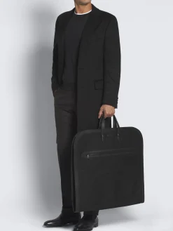 Best Brioni nylon and grained leather garment bag Black