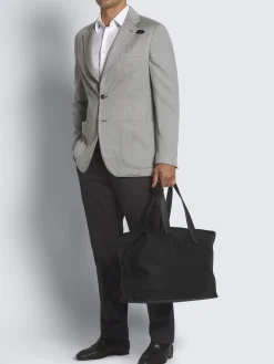 Sale Brioni nylon and grained leather city bag Black