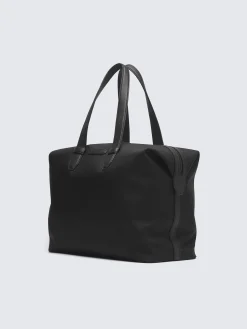 Sale Brioni nylon and grained leather city bag Black