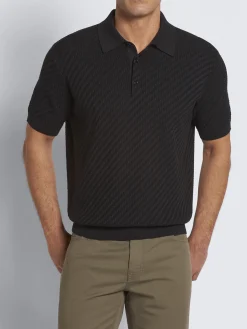 Clearance Brioni organic cotton, silk and cashmere Trama weave polo Black