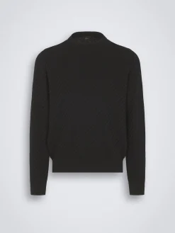 Hot Brioni organic cotton, silk and cashmere Trama weave crewneck sweater Black