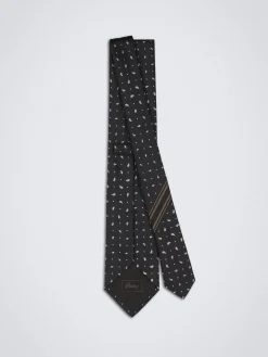 Clearance Brioni paisley motif silk tie Black