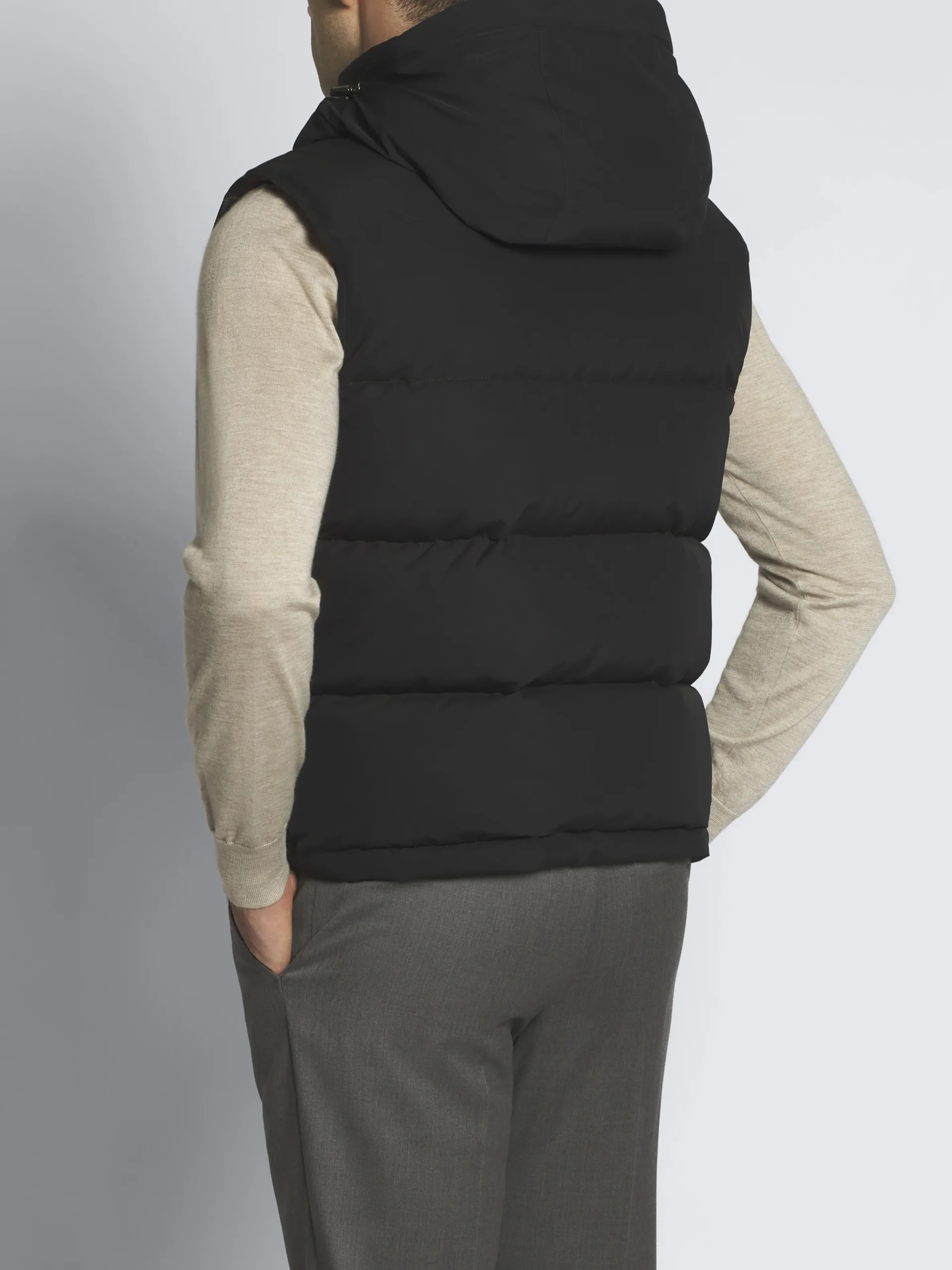 Online Brioni quilted and padded vest in technical wool Black