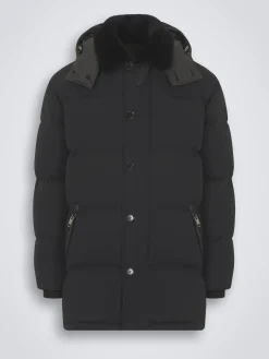 Hot Brioni technical wool and nylon long puffer Black