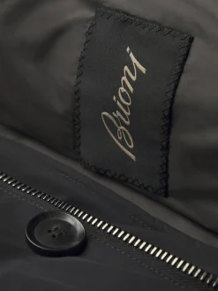 Hot Brioni technical wool and nylon long puffer Black