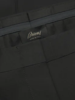 Best Brioni wool and silk satin flare trousers Black